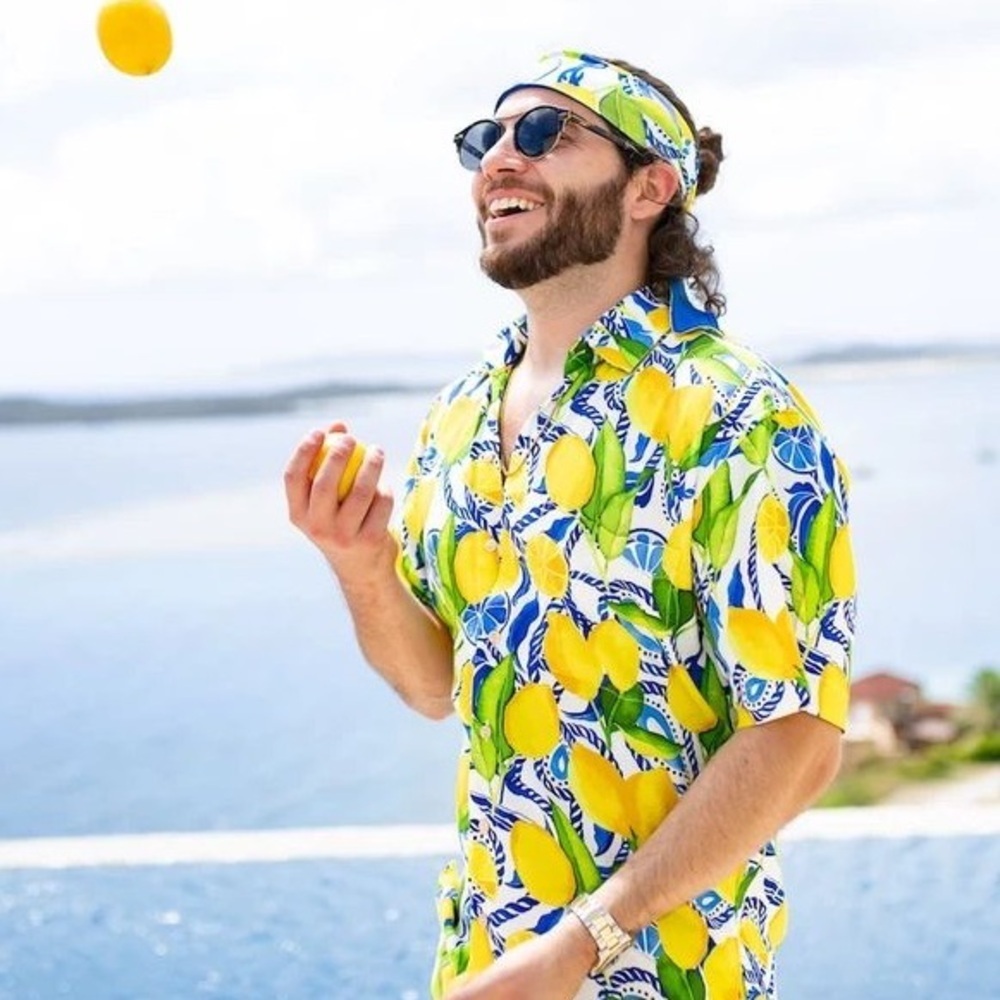 Kenny Flowers - The Bossitano - Short Sleeve Lemon Print Shirt. XXL